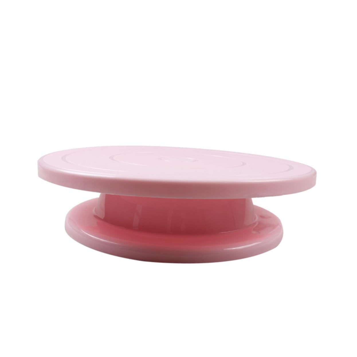 Cabilock Rotating Cake Turntable Pink Decorating Stand for Home Bakery Easy Clean Plastic Cake Stand for Left and Right Handed Users