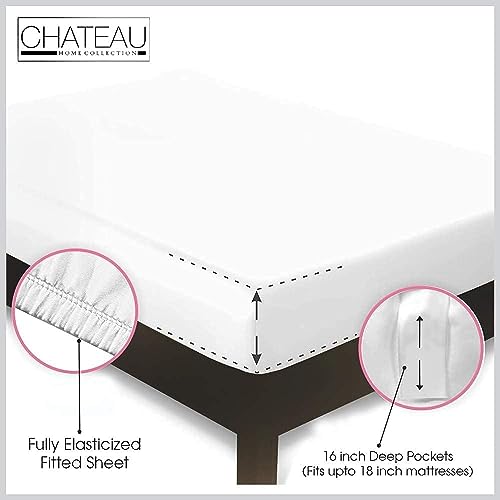 Image of Twin Sheets Set, 800 Thread Count Soft Sateen Weave Twin Bed Sheets - White | Breathable & Naturally Cool, Fully elasticized 15 inch Deep Pocket Sheet & Pillowcase Sets, 3-Piece, No lint, Machine Washable