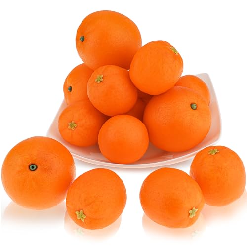 Folmywy 16 Pcs Artificial Oranges Decorative Fake Oranges for Bowls Filler