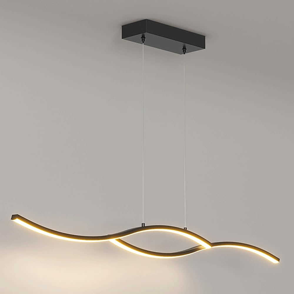 Suspension linéaire géométrique en métal noir au design minimaliste raffiné