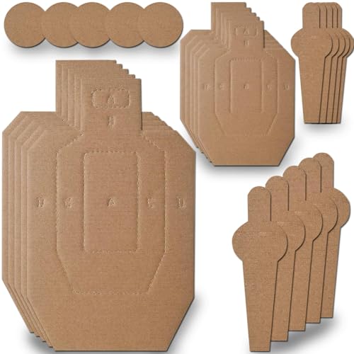 Zivosely 5 Set 25 Pcs Dry Fire Targets Cardboards in Reduced Scale, Cardboard Targets for Shooting Silhouette Simulation Style, Competition Torso Target Shooting Range Practice