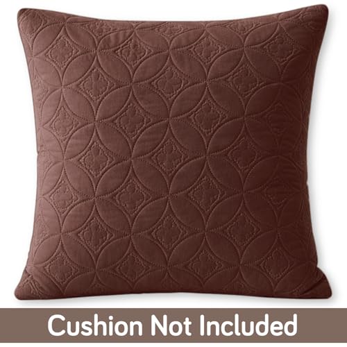 Image of HOKIPO 100% Leakproof Quilted Cushion Cover for Sofa 22x22 Inches, Set of 2, Chocolate Brown (AR-6281-BR*2)