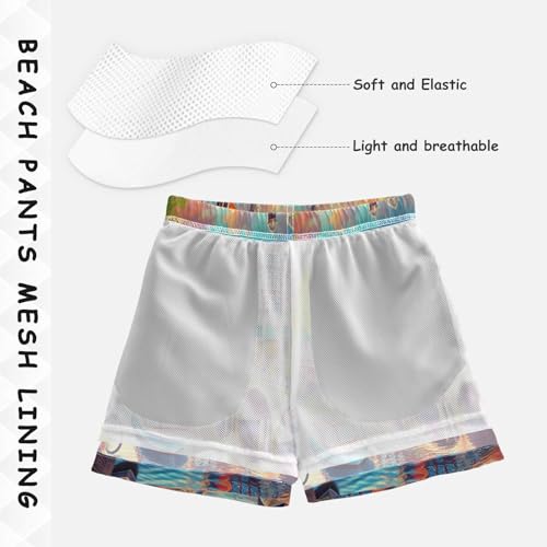 Ship Canal Trees Boys Swim Trunks Quick Dry Toddler Swimsuit Boy Swimwear Board Shorts Bathing Suits M Multi4