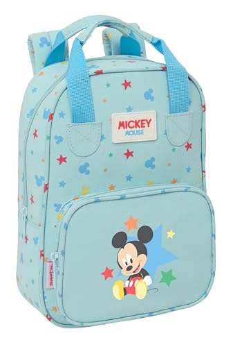 MICKEY MOUSE BABY - Mochila Infantil, Adaptable con Asas, Tejido Reciclable, Ideal para Niños de Diferentes Edades, Cómoda y Versátil, Calidad y Resistencia, 20x8x28 cm