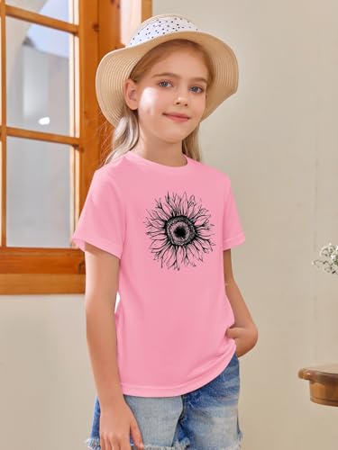 Image of Girls Short Sleeve T Shirts Kids Summer Tops Crewneck Tees 5-14 Years