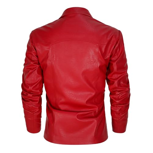 Men's Fashion Red Leather Jacket Classic Club Jacket3
