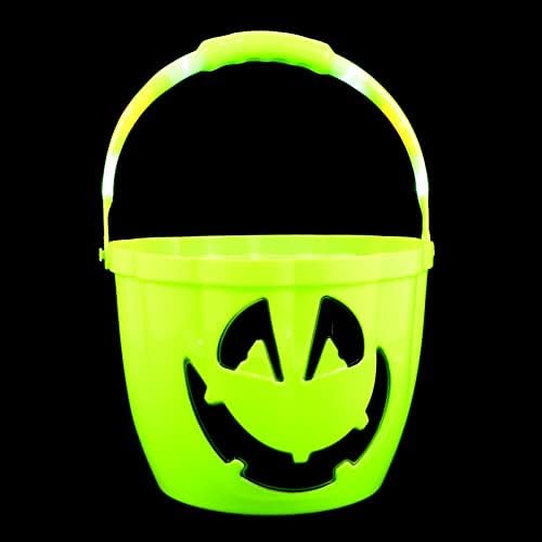 NUOBESTY Cadılar Bayramı Balkabağı Kovası Cadılar Bayramı Balkabağı Kovası Sevimli veya Ekşi Jack-O-Fener Şeker Sepeti Saplı Kova Cadılar Bayramı Partisi Dekorasyonu için Yeşil - Görsel 1
