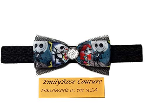 EmilyRose Couture Mini Ribbon Hair Bows with Rhinestones (Group 2) (Small Headband(Newborn to 3 months), Sally & Jack)