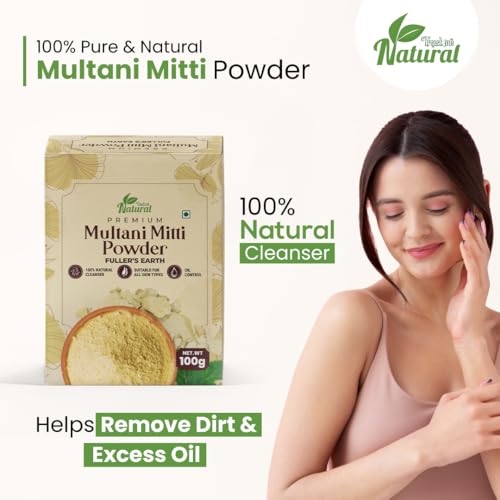 Image of Multani Mitti Powder 100g | 100% Pure & Natural Fuller�s Earth | Skin Brightening, Oil Control, Acne & Pimples Care | Natural Face Pack & Hair Pack for Healthy Skin & Hair