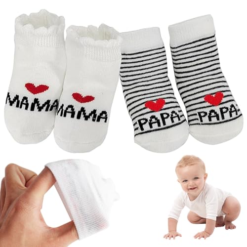 JUGUTA 2 Paia Calzini Neonato 0-6 Mesi, Calzini Antiscivolo Bambino in Cotone con Scritte Divertenti Ti amo papà e...