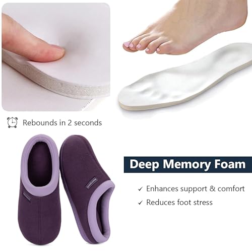 RockDove Women's Polar Fleece Two-Tone Memory Foam House Slipper with Anti-Slip Sole, Size 11-12 US Women, Eggplant4