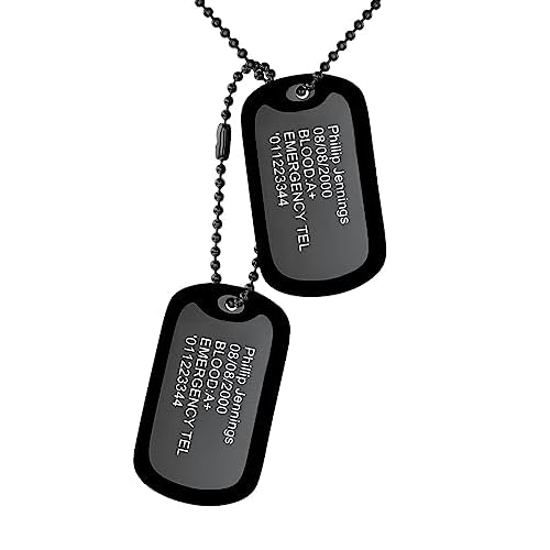 Custom4U Personalized Dog Tags Necklace for Men Dad Stainless Steel Custom Text Army Military Dog Tag Heart/Coin Pendant with Silencer Memory Chain Jewelry Gift for Men Women Father Husband