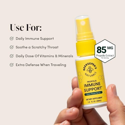 propolis throat spray by beekeeper39s naturals - 95 bee propolis extract natural immune support amp sore throat relief - antioxidants keto paleo gluten-free 10 ozpack of 1