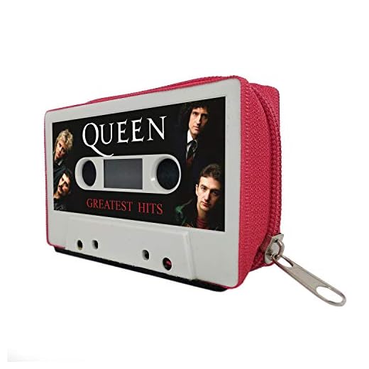 Monedero Cartera Mujer Hombre Billetera con Cremallera Retro Vintage - Artesanal Hecho a Mano con Cintas de Cassettes Tarjetero Diseño Reciclado Moda Tamaño Pequeño Regalo Original Queen Portamonedas