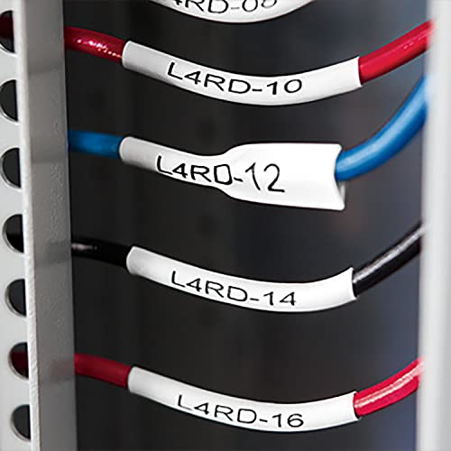 Image of DYMO Rhino Industrial Heat-Shrink Labels, 1 /4 inch Tube, Black Print on White, Pack of 25