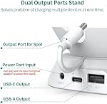 PlusAcc Stand pour la tache avec USB-C et USB-A Port de recharge, Support de bureau, Accessoires de support de table Compatible avec le spot ＆ Téléphones cellulaires ＆ Ecouteurs, base antidérapante (blanche)