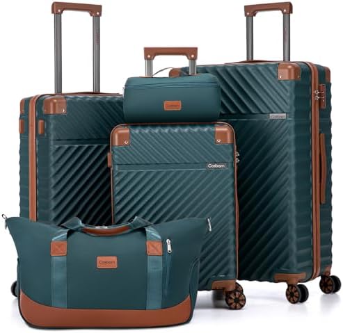 Cosbarn Luggage Sets 5 Pcs Suitcases with Wheels, 20"/24"/28",Dar...