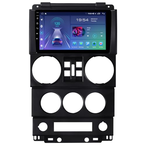 9 Inch 2+64GB Android 13 Car Stereo for Jeep Wrangler JK X Sahara Rubicon 2007-2010 4-Door- Wireless CarPlay, Android Auto, GPS Navigation, DSP Audio, 1280x800 Touchscreen, Steering Wheel Control