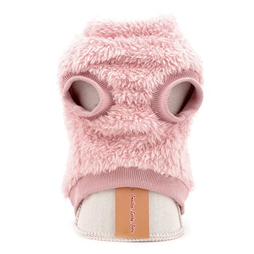SMALLLEE_LUCKY_STORE Haustier-Sherpa-Fleece-Pullover Weste Rollkragenpullover mit D-Ring weiches Sweatshirt für kleine Hunde Katzen, Welpen Yorkie Chihuahua warme Herbst-Winterkleidung, Rosa, S