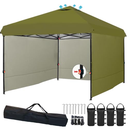 ApeexCanopy タープテント 2.5m×2.5m 【専用横幕/サイドシート3枚付属】 風抜けベンチレーション 高耐水加工&シルバーコーティング UVカット紫外線カット 遮熱 ワンタッチタープ 高さ3段階調節 スチール 大型 耐水 キャノピー アウト