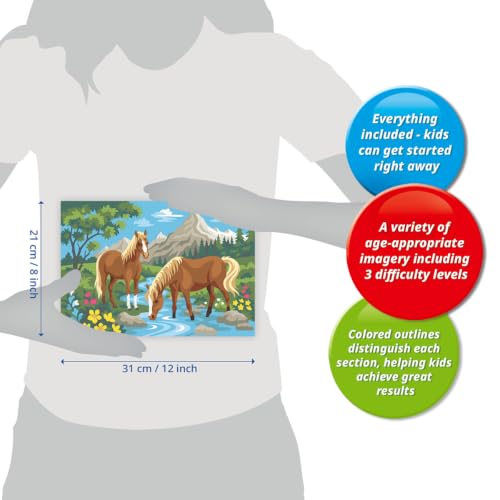 Ravensburger – CreArt Kids – Numéro d'art – Chevaux et Eau – Loisir créatif – Kit de Peinture par numéros – Activité détente et créative – Dès 9 Ans – 12023340 – Version française