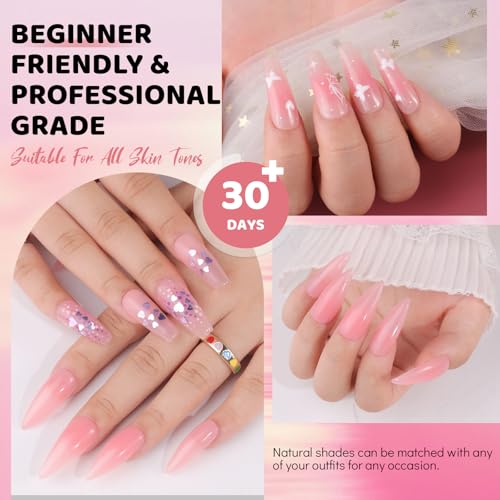 Aokitec Nude Pink Poly Gel - 60 g, żel poliakrylowy do przedłużania i wzmacniania paznokci, francuski żel do paznokci, podwójne końcówki