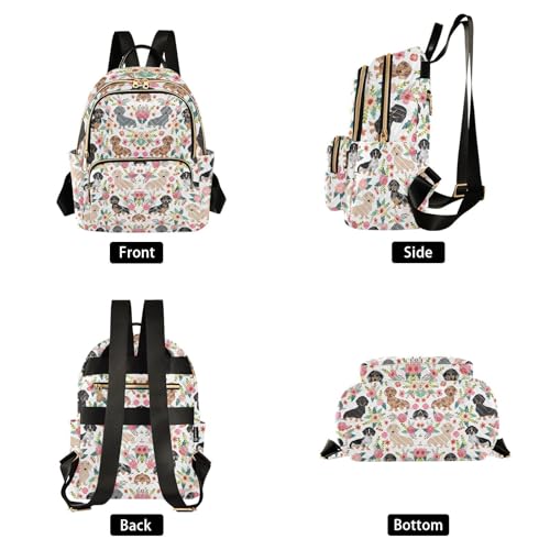 Image of Dachshund Dog Quilted Backpack Purse for Women Fashion Small Backpack M | Shoulder Bag Travel Casual Daypack