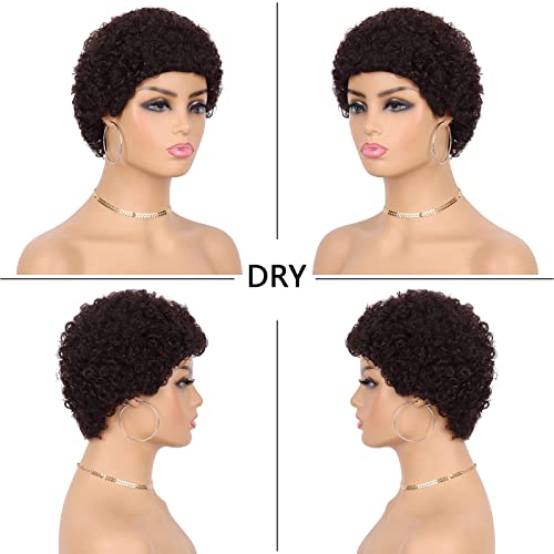 Guree Hair Glueless Wear And Go Wig Short Curly Human Hair Wigs For Black Women Full Machine Made Wigs Glueless Wig Afro Kinky Curly Wigs For Daily Use (33#) #TOP1