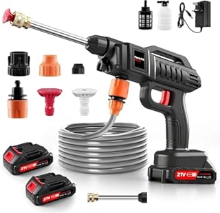 Teodute Cordless Pressure Washer, 1500W 21V Portable Power Washer, Rechargeable Battery Pressure Washer with 5M Hose & 3 Nozzles, Electric Pressure Washers for Car Patio Garden Cleaning Watering