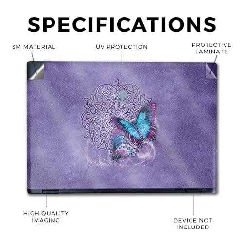 Image of Glossy Glitter Laptop Skin Compatible with Alienware M16 R2 (2024) - Celtic Butterflies - Premium 3M Vinyl Protective Wrap Decal Cover - Easy to Apply | Crafted in The USA by MightySkins