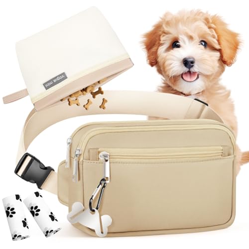 YIBONIKA Leckerlitasche für Hunde, Praktischer Gassi Tasche Hund für Hundetraining, Multifunktionaler Leckerlibeutel für Hunde mit Herausnehmbaren Innentasche Kotbeutel | Freisprechhaken, Khaki
