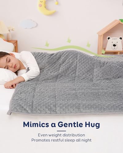 Kivik Weighted Blanket 7lbs, Small Minky Dotted Blankets, Soft Heavy Blanket Throw, Machine Washable, 41 x 60 Inches Grey