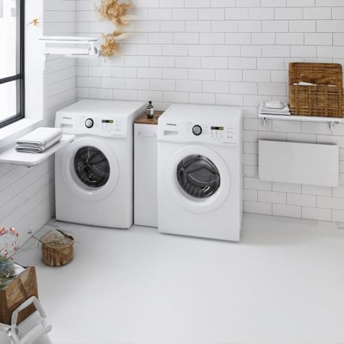 Shally Dogan Mesa de Pared Plegable de 80 x 60 cm, de Madera, estantería de Pared Plegable, Ahorra Espacio, versátil, Escritorio para Ordenador, Mesa de Comedor, salón, salón, baño, Cocina (Blanco) - imagen 7