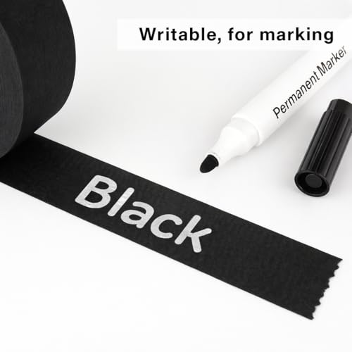 Image of 2 Pack Black Painters Tape - Masking Tape 1 Inch Wide - Multi-Surface, Smart Adhesion, Indoor & Outdoor - 180FT Total - Paint Tape for DIY, Labeling, Art, Car, General Purpose (#3910)