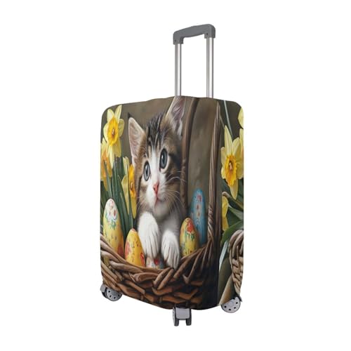 Joisal Kitten Easter Eggs Personalized Luggage Cover Fit 18-32 Inch Luggage Identifiers for Suitcases Unique3