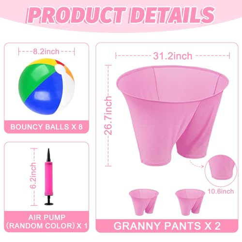 Image of Granny Pants Outdoor Game with 8 Bouncy Balls and 1 Air Pump (Random Colors), 2PCS Granny Pants Game Baby Shower Funny Party Game for Adults & Family, Giant Pants Catch Granny Pants Yard Game