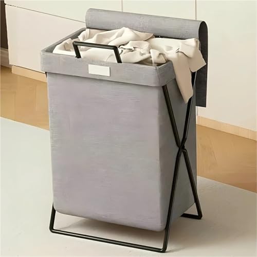 Panier à linge pliable rétro grand bac de rangement pliable gris léger 1pc - 5