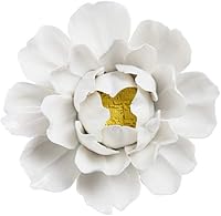 Vista 9 de Insiswiner Flores decorativas de cerámica 3D para colgar en la pared para el hogar, peonía blanca y amarilla, 3.54 pulgadas