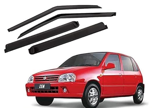 Car Rain Guards Wind Door Visor Side | Wind Visor ABS Plastic Deflector | Perfect As per Window Frame | Wind Deflector Compatible for Old Zen (Set of 4 Pcs)-image-35