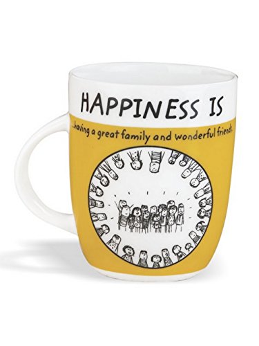 Image of Clay Craft a€ inch Masala Chai, Coffee /Milk Mug, 390Ml /8.4Cm (1 Piece) Happiness is, Wonderful Friends Bone China Milk Mug, 350 Ml, Multicolour