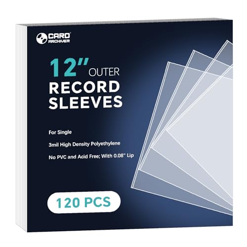 120 Pack Vinyl Record Sleeves Outer 12.75x12.75 3 Mil Thick Protective Album Covers for 12 LPs Crystal Clear Archival-Quality Outer Sleeves for Single Vinyl Storage