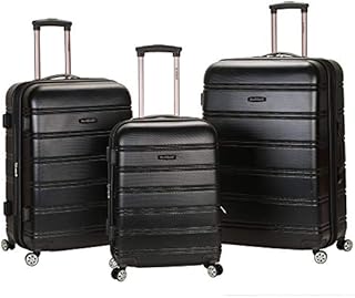 Rockland Melbourne Hardside Expandable Spinner Wheel Luggage, Black, 3-Piece Set (20/24/28)