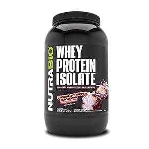 NutraBio Whey Protein Powder Isolate Supplement – 25g of Protein Per Scoop with Complete Amino Acid Profile – Soy and Gluten Free – Zero Fillers and Non-GMO – Chocolate Dipped Macaroon- 2 Lbs.