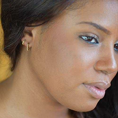 18K Gold Vermeil Bead Hoop Earrings Small Hoops4