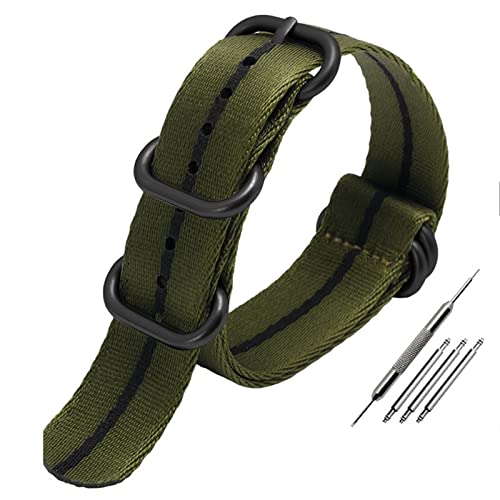 Bracelet montre nylon NATO 22mm bicolore avec fermoir noir robuste