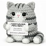 Gatito Positivo© | Regalo Original | Idea Niña Amiga Mujer Mamá Madre Hermana Novia Abuela | Sorpresa Fiesta Cumpleaños Colega Profesora | Deco Casa | Amigurumi de Suerte | Peluche de Apoyo Emocional