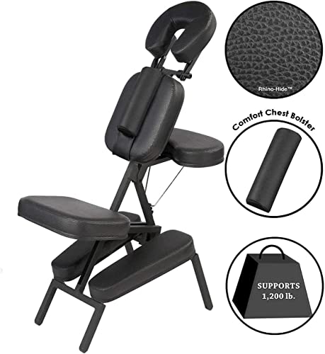 Master Massage Apollo Portable Light Weight Massage Chair With Carrying Case Tattoo Chair Height Adjustable Folding Massage Chair Face Cradle Salon Massage Chair Spa (Black) #TOP2