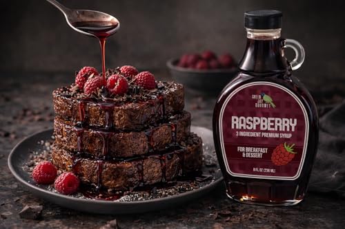 Image of Green Jay Gourmet Raspberry Syrup - 3 Ingredient Fruit Syrup - 2 x 8 Oz | Non GMO & Preservative Free, Perfect for Breakfast, Pancakes, Waffles, French Toast, Coffee, Drinks & Desserts