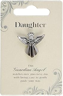 Guardian Angel Brooch for Daughter, Angel Badge with Rhinestone for Women, Gift with Inspirational Message, Lapel Pins-Silver-One Size