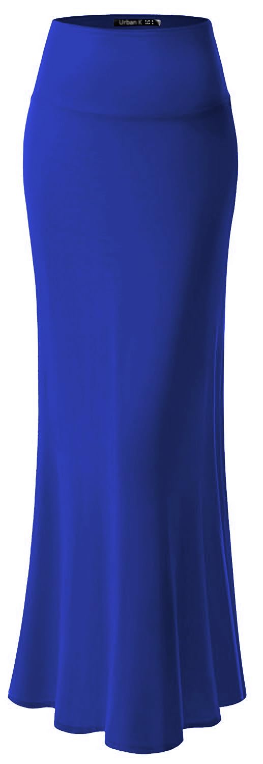 URBAN K Womens Basic Foldable High Waist Regular and Plus Size Maxi Skirts